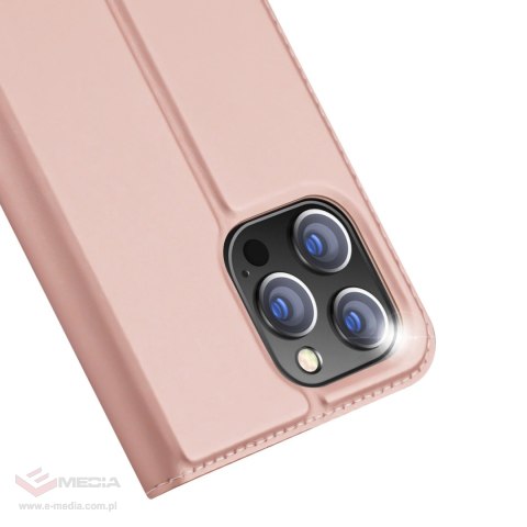 Etui do iPhone 15 Pro Max pokrowiec z klapką i portfelem Dux Ducis Skin Pro - różowe