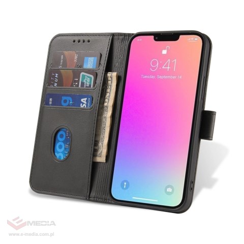 Etui portfel z klapką podstawką do iPhone 15 Pro Max Magnet Case - czarne