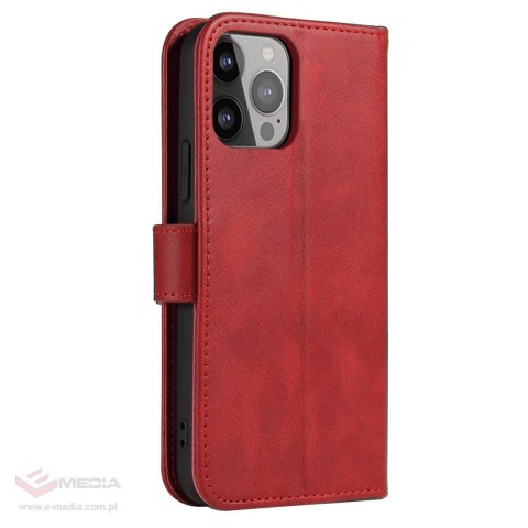 Etui portfel z klapką podstawką do iPhone 15 Pro Max Magnet Case - czerwone