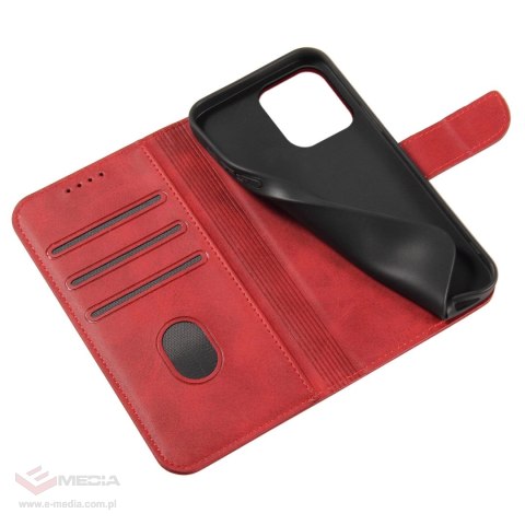 Etui portfel z klapką podstawką do iPhone 15 Pro Max Magnet Case - czerwone