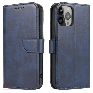 Etui portfel z klapką podstawką do iPhone 15 Pro Max Magnet Case - niebieskie