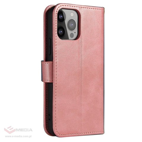 Etui portfel z klapką podstawką do iPhone 15 Pro Max Magnet Case - różowe