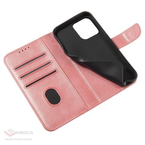 Etui portfel z klapką podstawką do iPhone 15 Pro Max Magnet Case - różowe