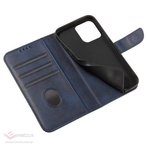 Etui portfel z klapką podstawką do iPhone 15 Pro Magnet Case - niebieskie