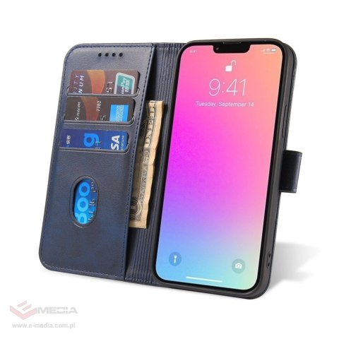 Etui portfel z klapką podstawką do iPhone 15 Pro Magnet Case - niebieskie