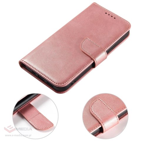 Etui z klapką i portfelem Magnet Case do iPhone 15 - różowe