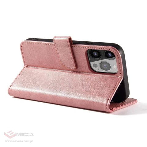 Etui z klapką i portfelem Magnet Case do iPhone 15 - różowe