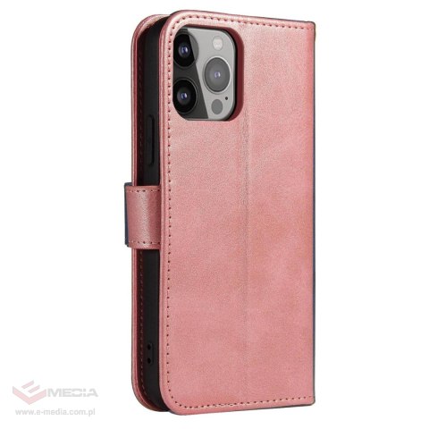 Etui z klapką i portfelem Magnet Case do iPhone 15 - różowe