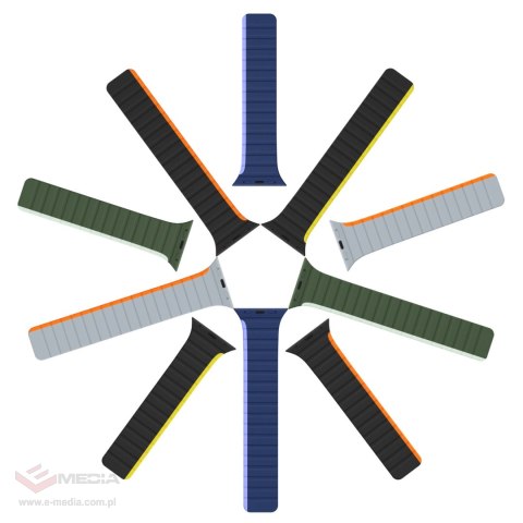 Magnetyczny pasek Apple Watch SE, 9, 8, 7, 6, 5, 4, 3, 2, 1 (41, 40, 38 mm) Dux Ducis Strap (LD Version) - czarno-pomarańczowy