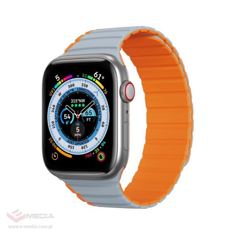 Magnetyczny pasek Apple Watch SE, 9, 8, 7, 6, 5, 4, 3, 2, 1 (41, 40, 38 mm) Dux Ducis Strap (LD Version) - szaro-pomarańczowy