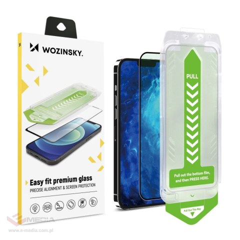 Szkło hartowane 9H z ramką montażową do iPhone 15 Plus Wozinsky Premium Glass - czarne