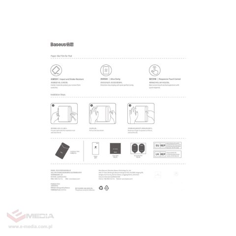 Szkło hartowane Baseus Crystal do iPad 10.2'' (2019/2020/2021) / iPad Air 3 10.5'' + zestaw montażowy - przezroczyste