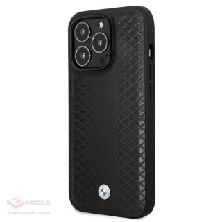 Etui BMW Leather Diamond Pattern na iPhone 14 Pro - czarne