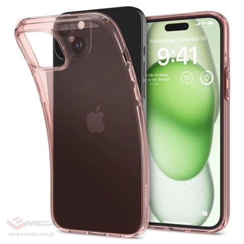 Etui Spigen Crystal Flex na iPhone 15 Plus - różowo-przezroczyste