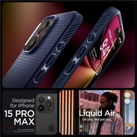 Etui Spigen Liquid Air na iPhone 15 Pro Max - niebieskie