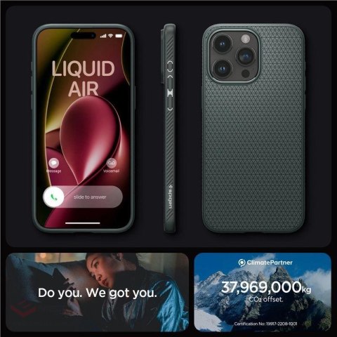 Etui Spigen Liquid Air na iPhone 15 Pro - ciemnozielone