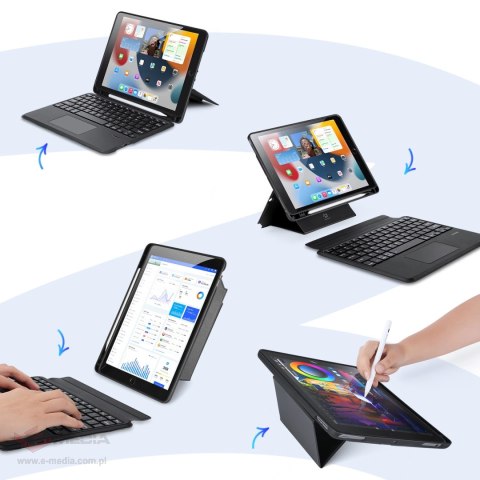 Etui z klawiaturą Bluetooth Dux Ducis DK Series do Apple iPad 7/8/9 10.2''/iPad Air 3/iPad Pro 10.5'' (2017) - czarne