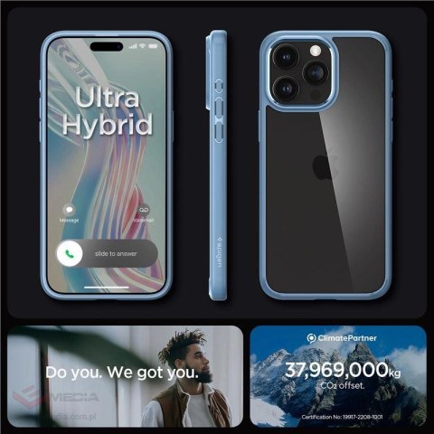 Etui Spigen Crystal Hybrid na iPhone 15 Pro Max - przezroczysto-niebieskie