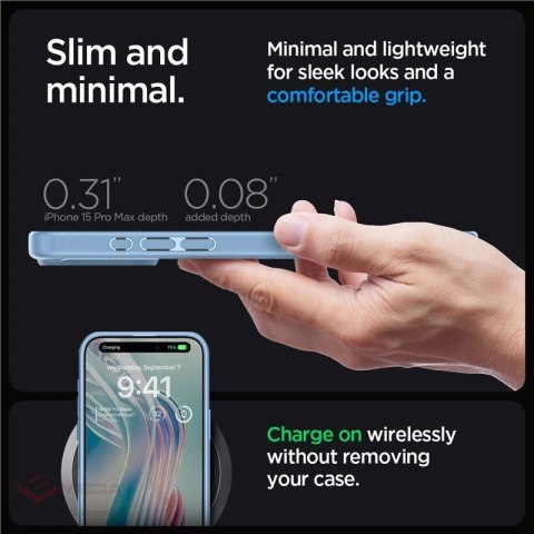 Etui Spigen Crystal Hybrid na iPhone 15 Pro Max - przezroczysto-niebieskie