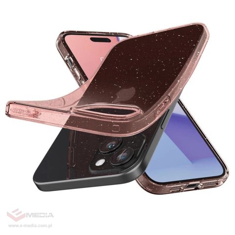 Etui Spigen Liquid Crystal Glitter na iPhone 15 - różowo-przezroczyste