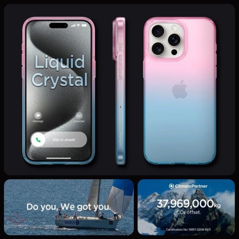 Etui Spigen Liquid Crystal na iPhone 15 Pro - różowo-niebieskie