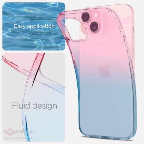 Etui Spigen Liquid Crystal na iPhone 15 - różowo-niebieskie