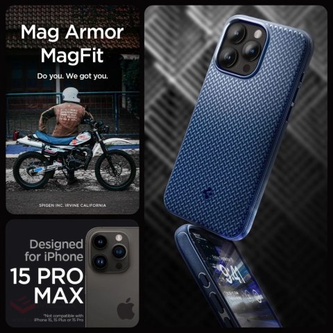 Etui Spigen Mag Armor z MagSafe na iPhone 15 Pro Max - niebieskie