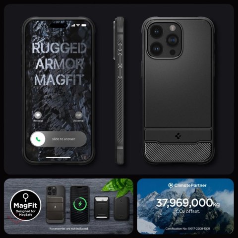 Etui Spigen Rugged Armor Mag z MagSafe na iPhone 15 Pro Max - czarny mat