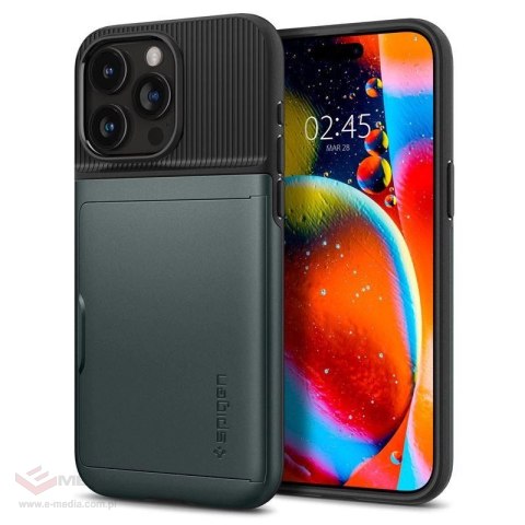 Etui Spigen Slim Armor CS na iPhone 15 Pro - ciemnozielone