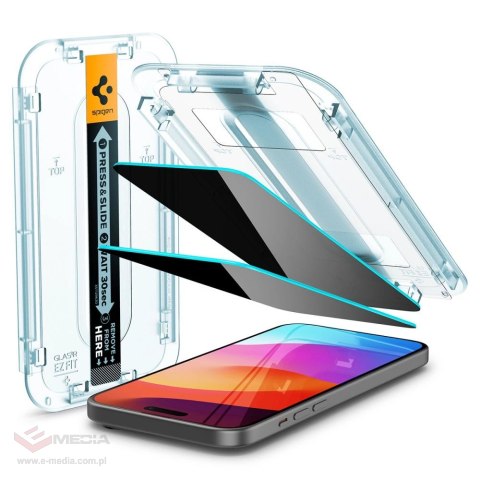 SZKŁO HARTOWANE SPIGEN GLAS.TR "EZ FIT" 2-PACK IPHONE 15 PLUS / 16 PLUS PRIVACY