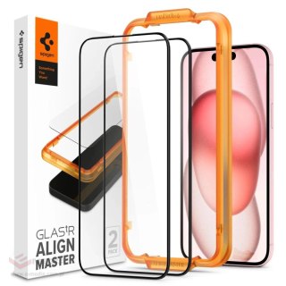 Szkło hartowane Spigen ALM Glass FC na iPhone 15 Plus - czarne 2 szt.