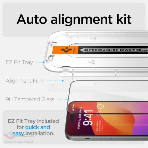 Szkło hartowane Spigen Glas.tR EZ Fit FC na iPhone 15 Plus - czarne 2 szt.