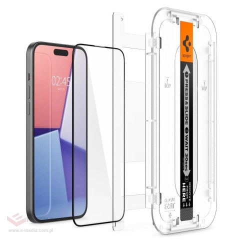 Szkło hartowane Spigen Glas.tR EZ Fit FC na iPhone 15 Plus - czarne 2 szt.