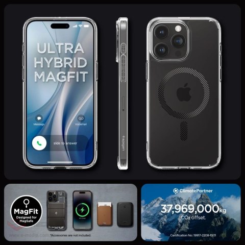 Etui Spigen Ultra Hybrid Mag z MagSafe na iPhone 15 Pro Max - szare