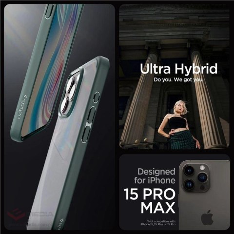 Etui Spigen Ultra Hybrid na iPhone 15 Pro Max - ciemnozielone