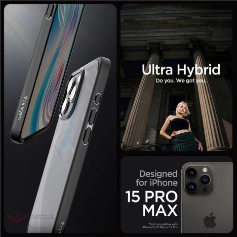 Etui Spigen Ultra Hybrid na iPhone 15 Pro Max - przezroczysto-czarne