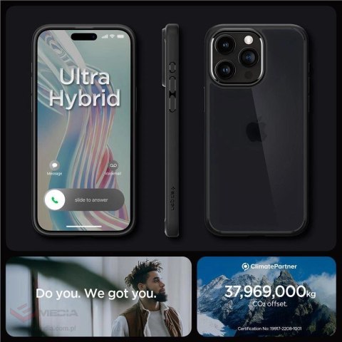 Etui Spigen Ultra Hybrid na iPhone 15 Pro Max - przezroczysto-czarne