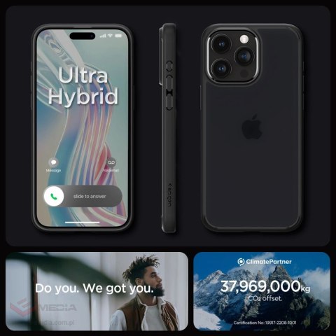 Etui Spigen Ultra Hybrid na iPhone 15 Pro - przezroczysto-czarne