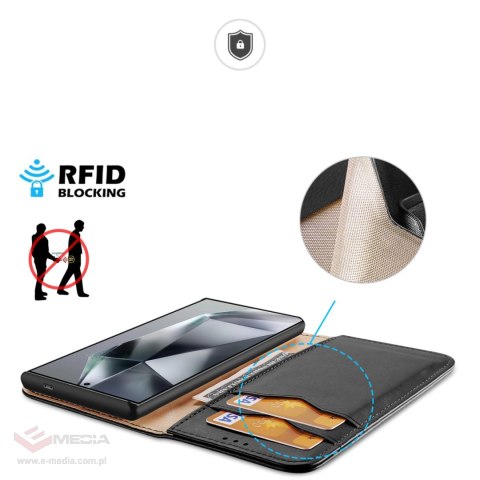 Etui Dux Ducis Hivo z klapką i blokadą RFID do Samsung Galaxy S24 Ultra - czarne