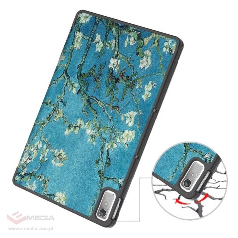 Etui Tech-Protect SmartCase na Lenovo Tab P11 (2 gen.) 11.5" TB-350 - niebieskie z kwiatami sakura