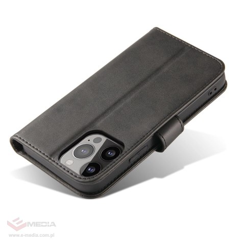 Etui portfel z klapką podstawką do iPhone 15 Pro Magnet Case - czarne