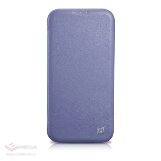 ICarer CE Premium Leather Folio Case skórzane etui iPhone 14 z klapką magnetyczne MagSafe jasnofioletowy (WMI14220713-LP)