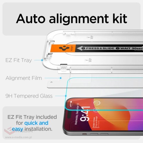 Szkło hartowane Spigen Glas.tR EZ Fit na iPhone 15 / 16