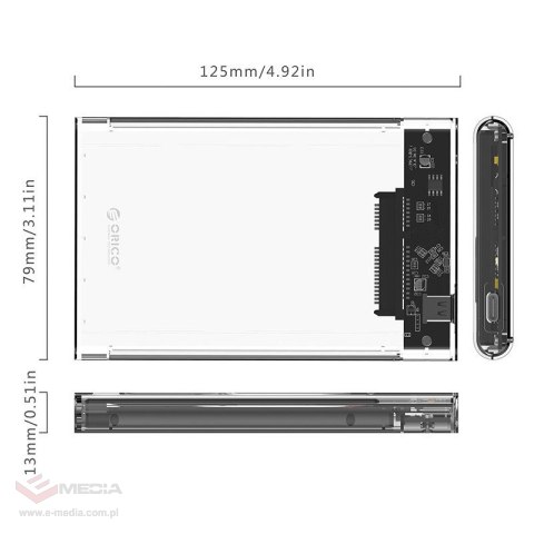 Obudowa zewnętrzna dysku Orico HDD 2,5" + kabel USB-C 3.1 Gen2