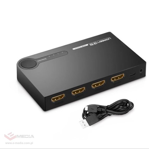 Ugreen przełącznik rozdzielacz splitter switch HDMI - 3x HDMI 3D 4K 7,5 Gbps 36 bit na kanał czarny (40234)