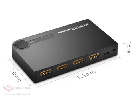 Ugreen przełącznik rozdzielacz splitter switch HDMI - 3x HDMI 3D 4K 7,5 Gbps 36 bit na kanał czarny (40234)