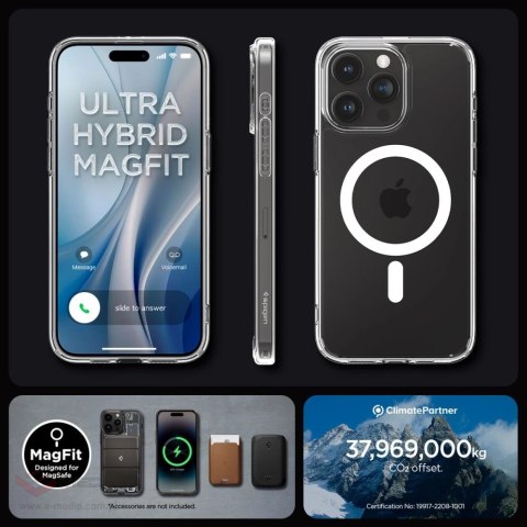 Etui Spigen Ultra Hybrid Mag z MagSafe na iPhone 15 Pro Max - białe