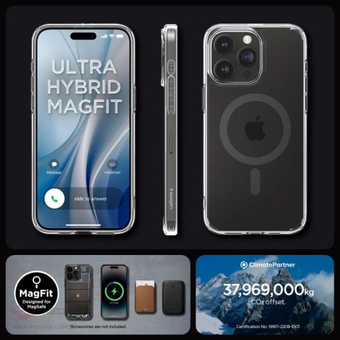 Etui Spigen Ultra Hybrid Mag z MagSafe na iPhone 15 Pro - przezroczysto-szare