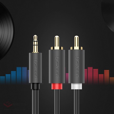 Kabel Ugreen AV102 10772 3,5 mm mini jack (męski) / 2RCA (męski) 1m - szary