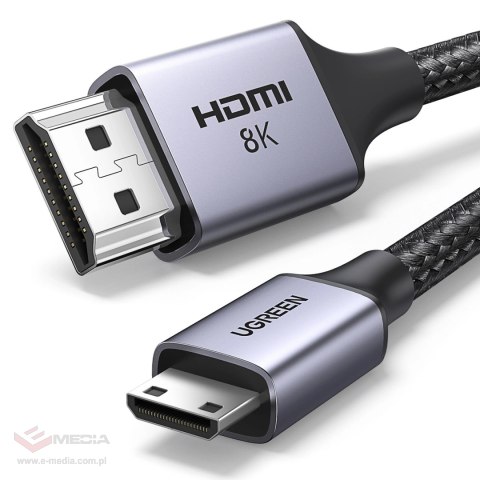 Kabel Ugreen HD163 15514 mini HDMI / HDMI 2.1 8K 1m - szary